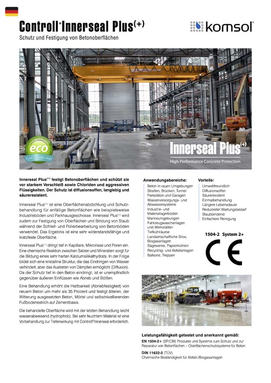 TDS Controll Innerseal PLUS DE 2018 GREENLINE komsol Deutschland Technisches Datenblatt