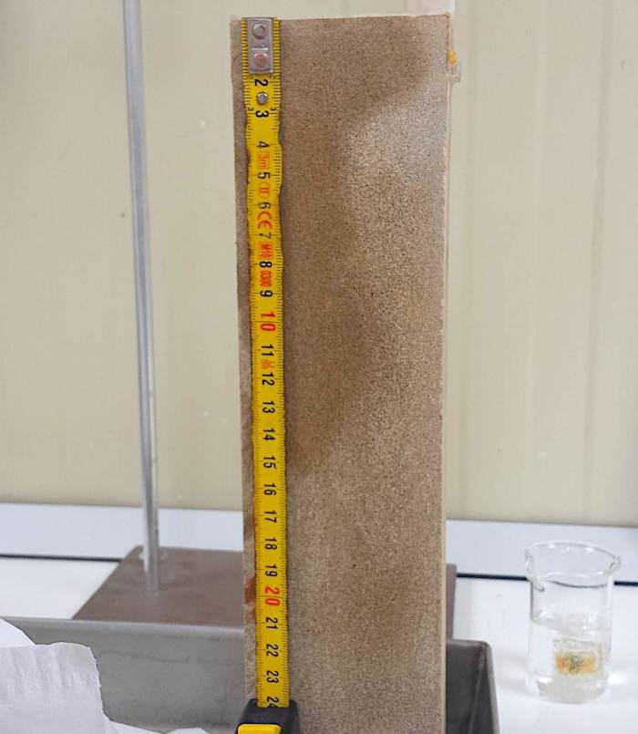 komsol Komsol®SEAL Testbeton Sandstein DIN Testverfahren Beton Test Institut Eindringtiefe Wasser Schutz zersetzen