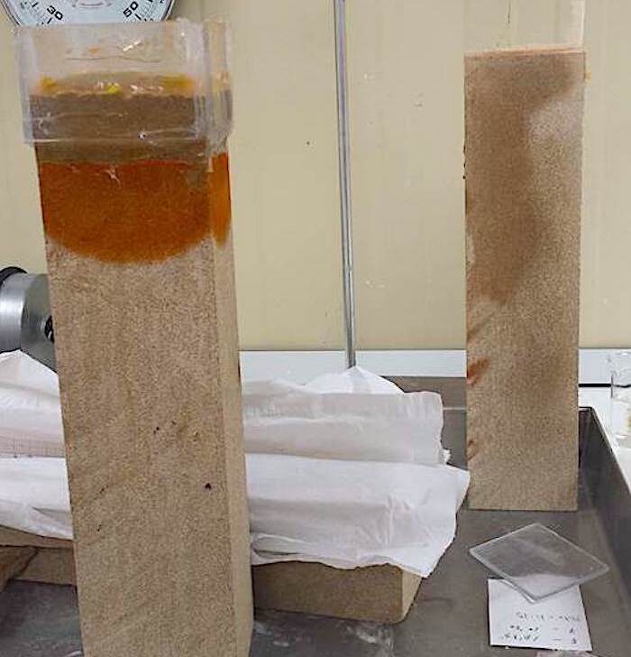 komsol Komsol®SEAL Testbeton Sandstein DIN Testverfahren Beton Test Institut Eindringtiefe Saeure Schutz zersetzen Wasser