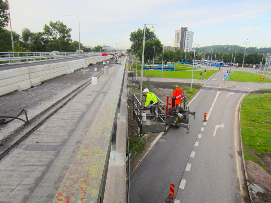 komsol innerseal sanierung versiegelung beton seitenteile sockel pfeiler Gothenburg Hjalmarbranting