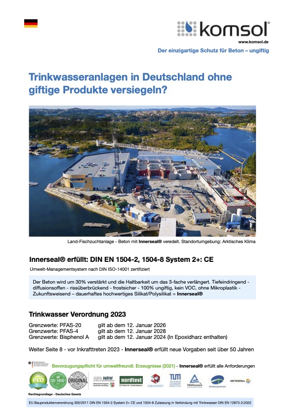neue Trinkwasserverordnung Deutschland Innerseal erfuellt alle Anforderungen