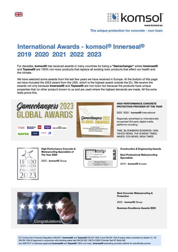Awards komsol Innerseal Auszeichnung Gamechanger Global international Preis Gewinner Wasser Abweisend Time Bloomberg CNN