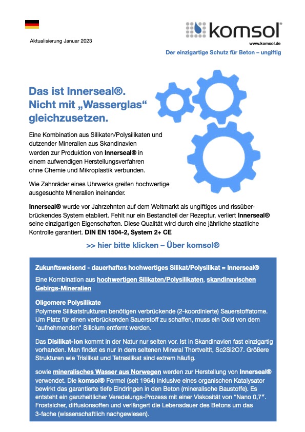 komsol Unterschied Wasserglas Silikate Polysilikate Innerseal